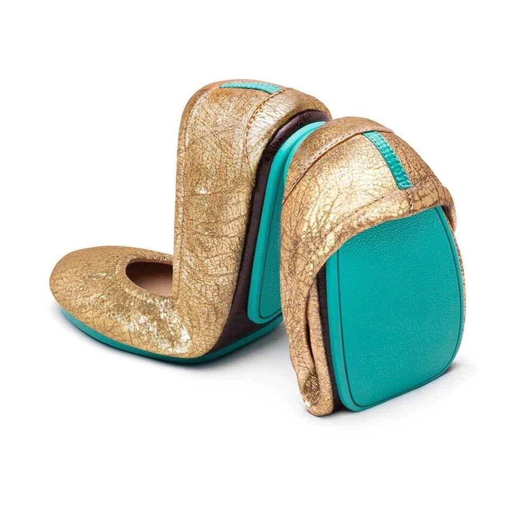 Tieks Golden Glitz Metallic Gold Ballet Flats Shoes Women's Size 9 H14585 - Picture 8 of 9